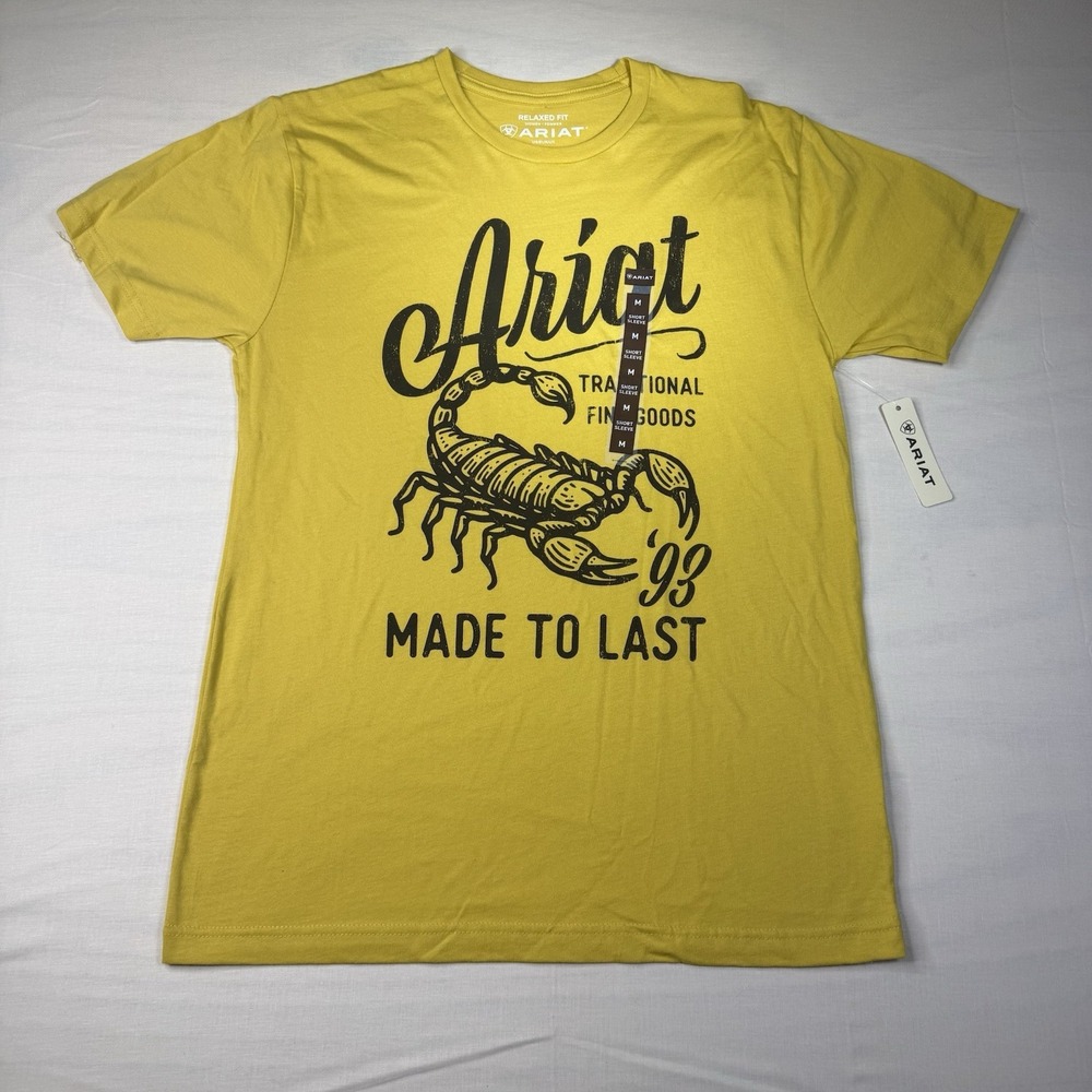 Ariat Scorpion Script Graphic T Shirt Women’s M Mustard Yellow NWT